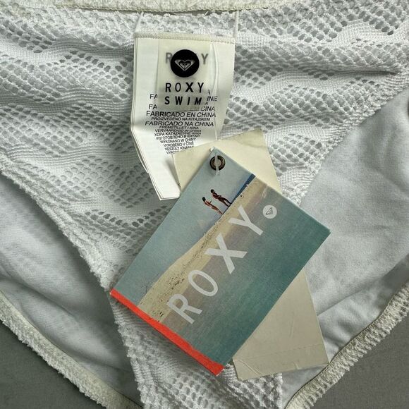 Roxy Women’s 70s Lowrider Tie Side Bikini Bottom Large White - Picture 3 of 6